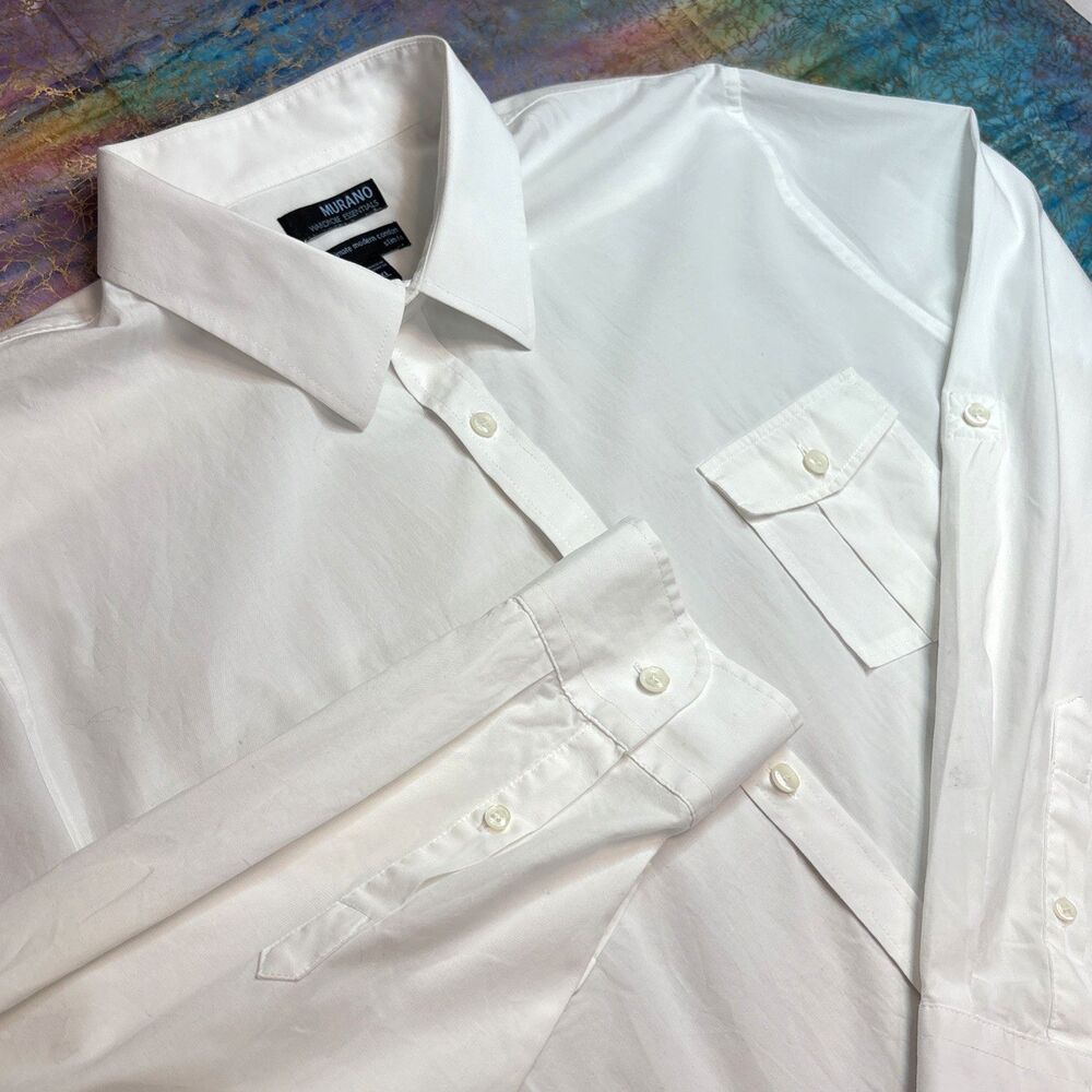 Murano Wardrobe Essentials Shirt Mens XL White Ultimate Modern Comfort Cotton